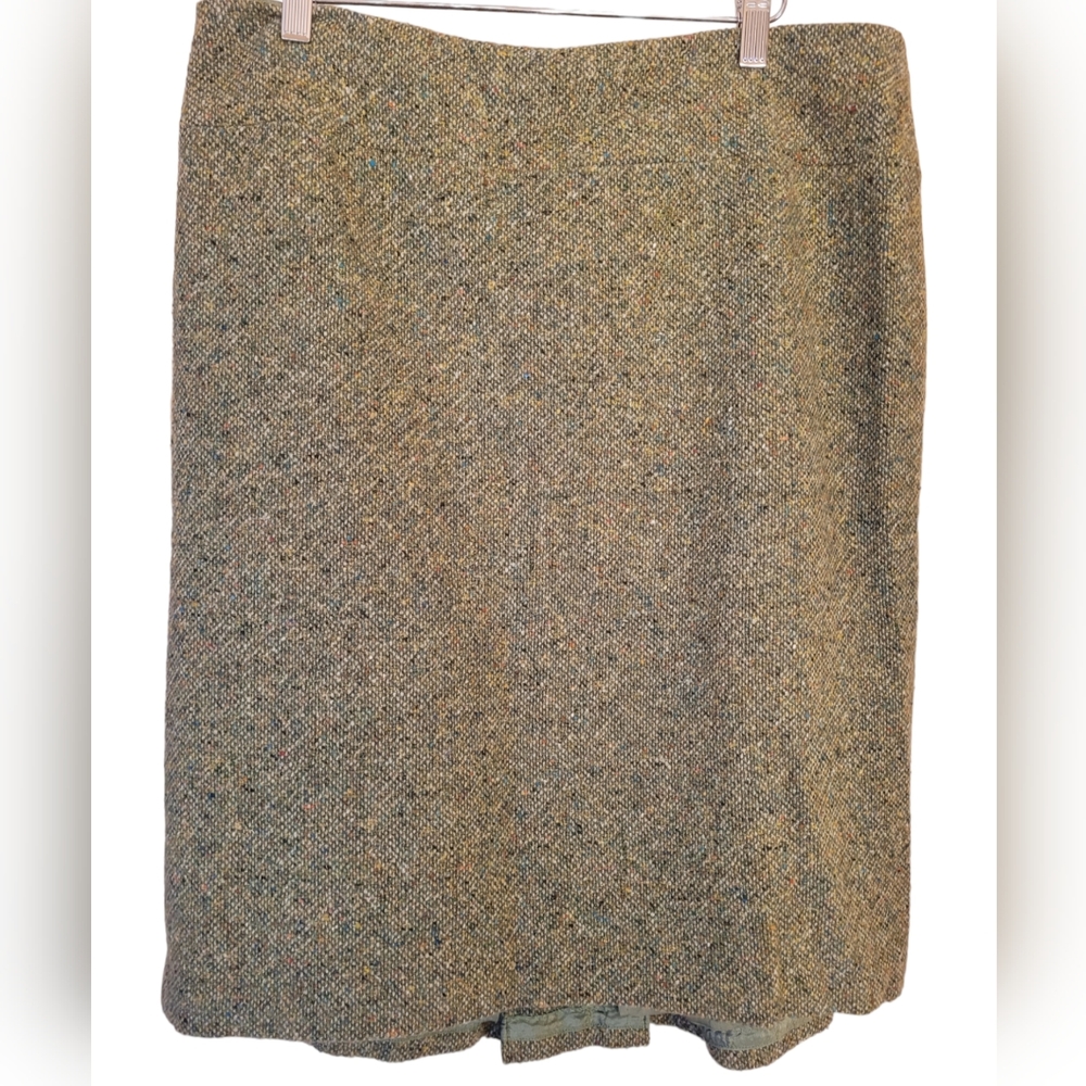 Ann Taylor Loft Green Tweed Multi Skirt 16